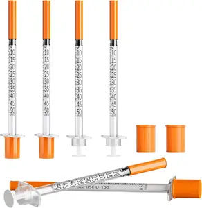 0.5ml 31Ga 5/16" (8mm) Syringes, 0.5ml/cc Disposable Syringe for Industrial Laboratory, Individually Wrapped, 20 Pack