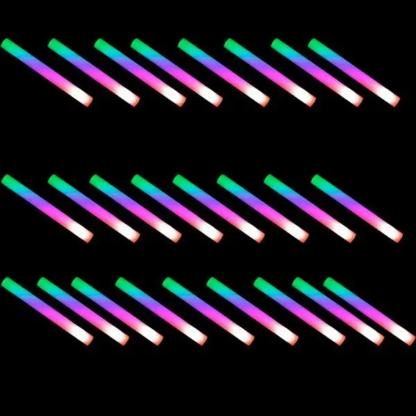 Foam Multicolor Light Sticks LED / Disco Sticks 25 Pack