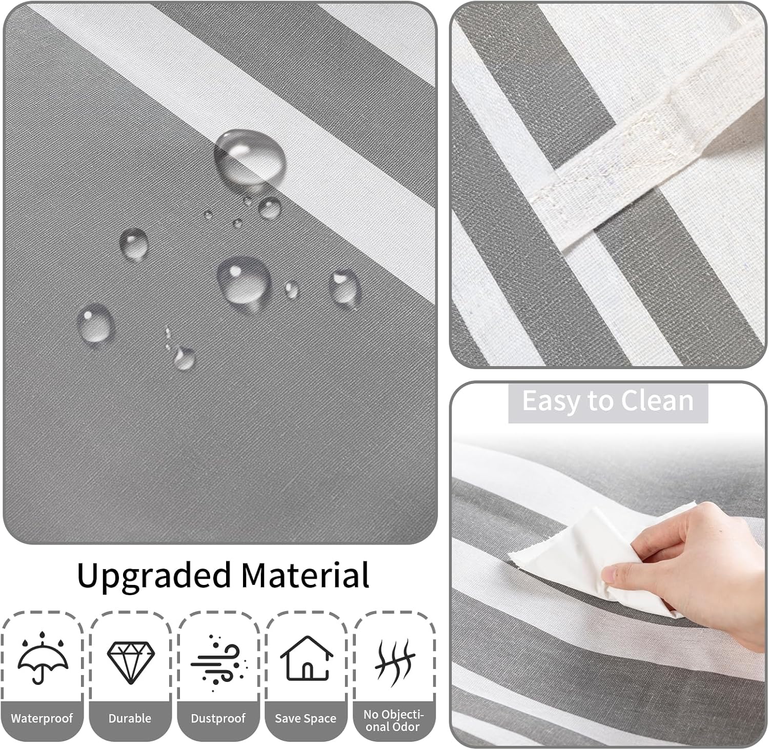 2 Pack Grey Laundry Baskets 75L Large, Collapsible Laundry Hamper Dirty Clothes Hamper Freestanding Waterproof with Reinforced Padded Handles, for Dorm Bedroom Bathroom Apartment Essentials