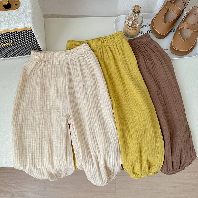 Kids' Anti-Mosquito Pants (9m-6y, 3t,4t,5t,p2,p5) - Summer Thin Solid Color, Loose Casual, Simple Fashion Bloomers for Boys & Girls