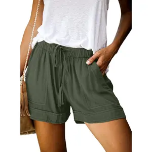 Larmliss Womens Comfy Drawstring Casual Elastic Waist Pocketed Loose Fit Shorts Plus Size