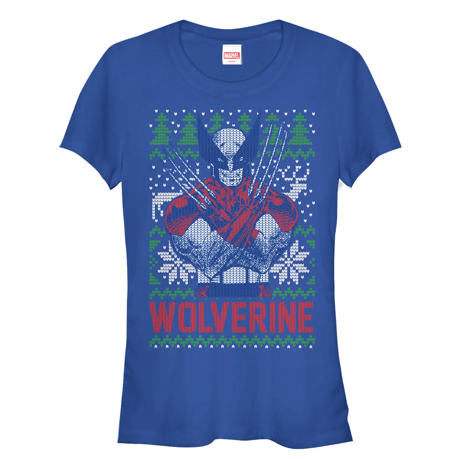 Juniors Womens Marvel Ugly Christmas X-Men Wolverine T-Shirt