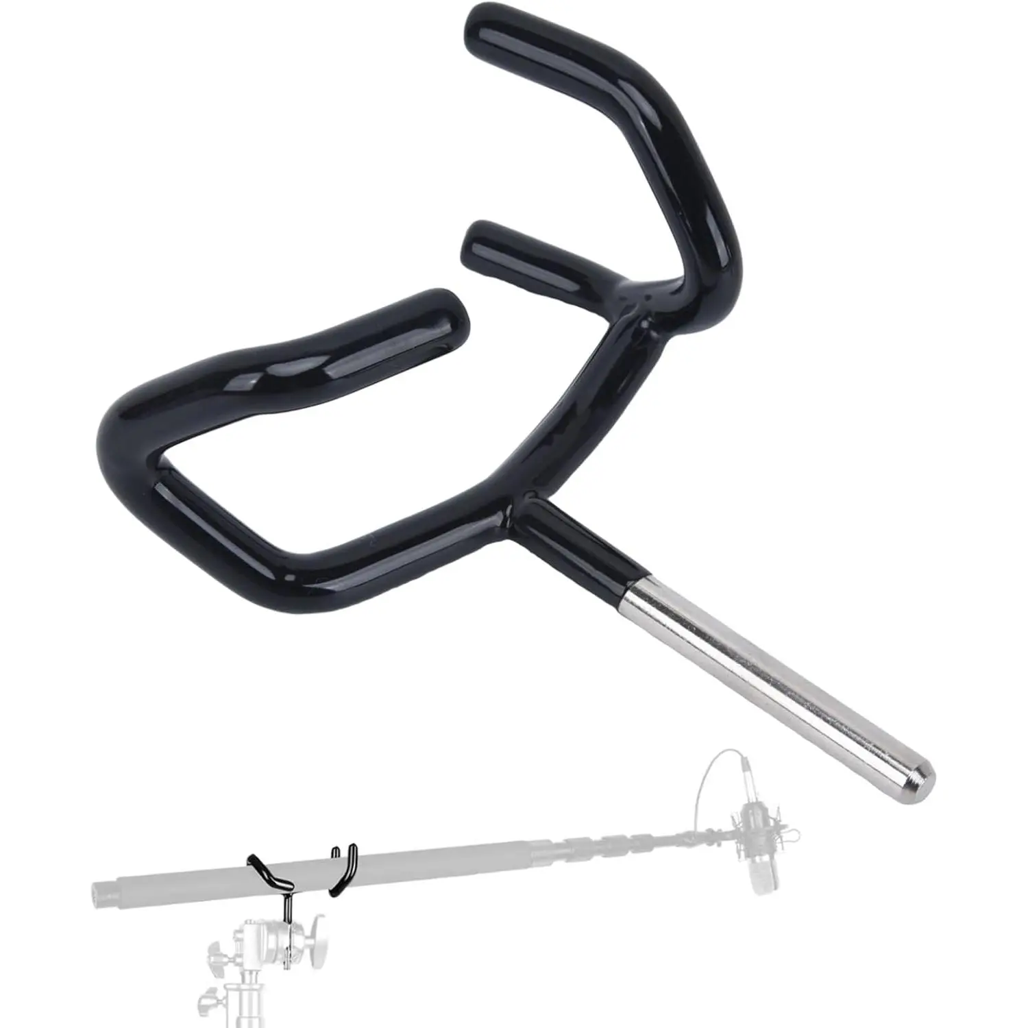 Boom Pole Holder, Boom Mic Holder, Boom Microphone Holder, Microphone Metal Boom Pole Holder Audio Boom Cradle Mount Stand, Boom Pole Holder for C-Stands and Mic Stands