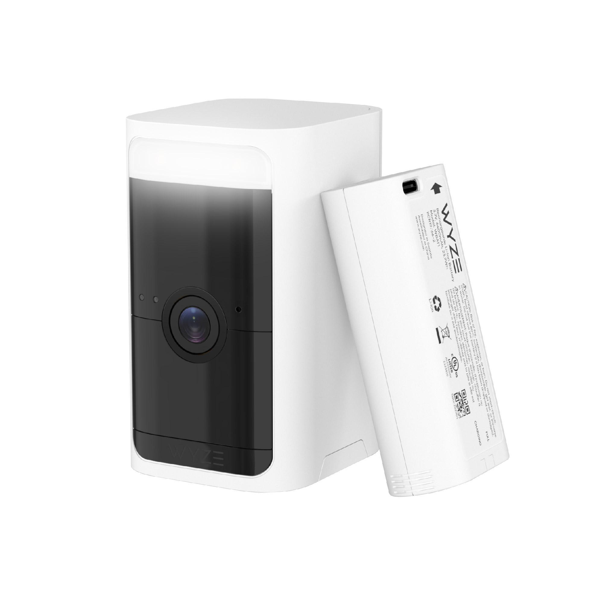 Wyze Wireless Cam Pro — Battery Powered 2K HDR Indoor/Outdoor Smart Camera, Optional Solar Power, Home Security, Removable & Rechargeable Battery, Color Night Vision, Surveillance, White, Black