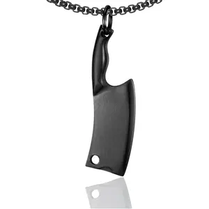 Fashion Classic Titanium Steel Kitchen Knife Pendant Chef Necklace,22inches Box Chain