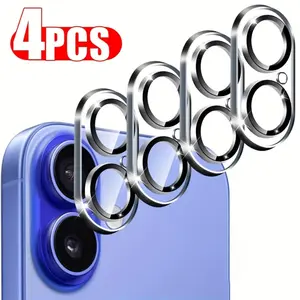 Full Coverage Lens Protector, 4 Counts HD Camera Lens Protector, Phone Lens Protective Film Compatible with iPhone 16 Plus 16 Pro Max, Cases, Cellphone