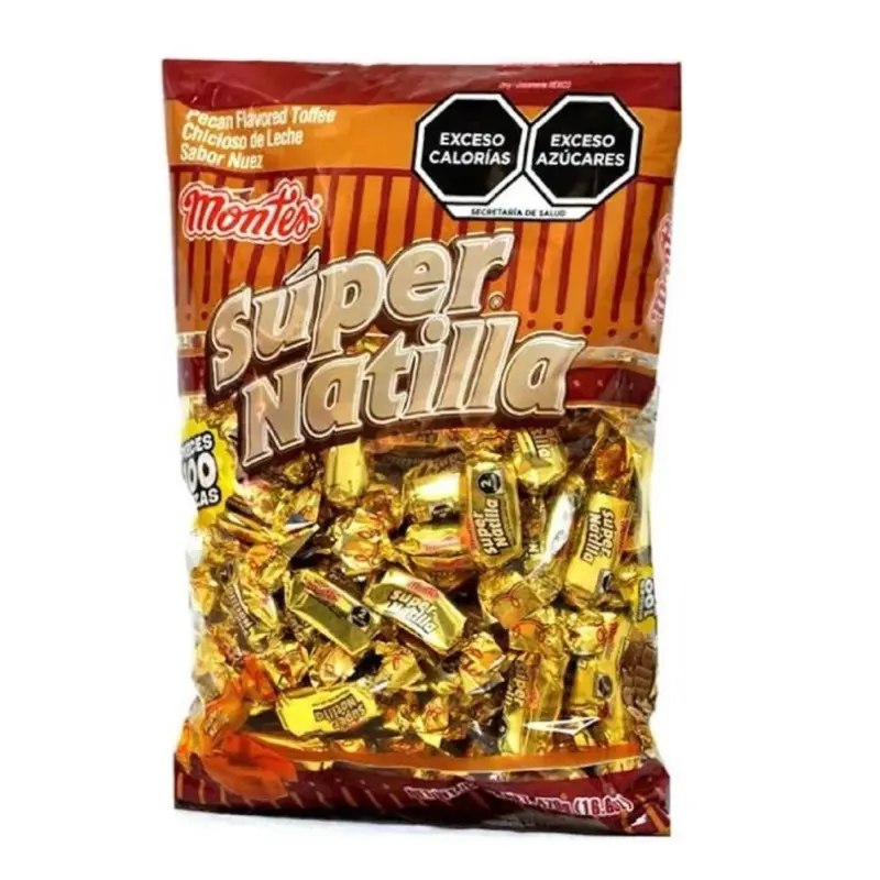 Super Natilla Montes Chicloso de leche sabor Nuez- 100 piezas/470g