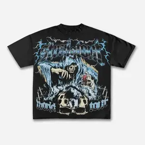 Vintage Grim Reaper Skull Graphic Print Cotton T-shirt Breathable Hoodie Oversize Tshirts Tops Womenswear tee boys merch oversized white