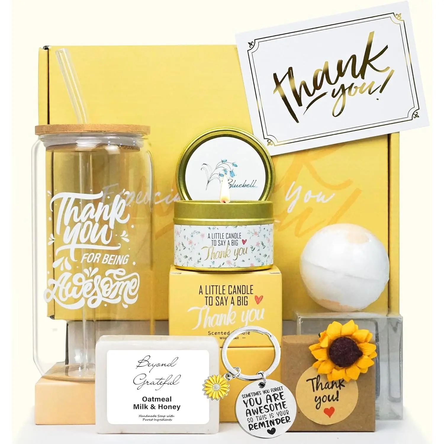 Thank You Gifts for Women, Appreciation Gifts, Thank You Gift Baskets for Women Best Friend Coworkers Teachers Employees with Thank You Cards Thank You for Being Awesome Cup