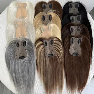 Hot Sell NEW 8-14 Inch Human Hair Topper for Women with Clips - Straight Hair Toupee, 7x11cm, Elegant Style, Multiple Shades (Blonde, Brown, Black, Gray) - Adds Volume & Length to Thin Hair