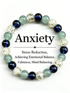 Anxiety Relief Crystal Bracelet, Green Aventurine & Crackle Quartz Beaded Bracelet, Calming Stress Relief Jewelry, Positive Energy, Emotional Balance Wristband, Mindfulness Spiritual Gift for Women, Mindfulness Accessory, Peace & Positivity Charm