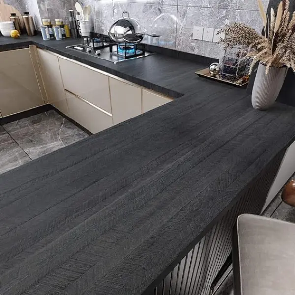 Self Adhesive Textured Waterproof Vinyl Wallpaper - Peel-and-Stick, No Glue or Tools, Renter-Friendly, Modern Wood Look with Cut-to-Size Grid, Peel Off Cleanly When Done, Conceal Surfaces/Dark Surface Cover, 15.8"x78" for Countertops, Accent Wall