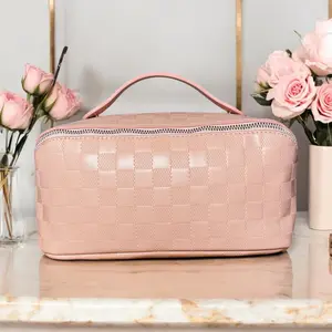 Luxury Leather Makeup Bag - Travel-Friendly Waterproof, Spacious  Cosmetic Organizer with Elegant Gold Zipper, Stylish & Durable Design