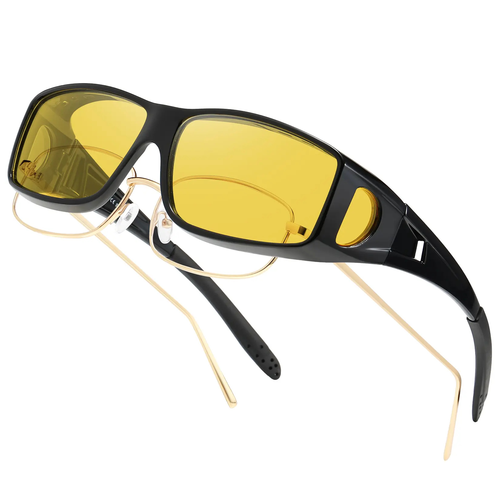 Night Vision Driving Glasses Fit Over Eyewear Polarized Anti-Glare Yellow Lens Large-XL-Polarized-Fit-Over-  main image 4