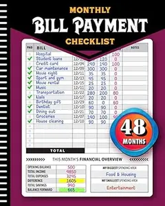 Monthly Bill Payment Checklist | Bill Tracker Notebook | 4-Year Budget Planner for Families & Money Managers | 960 Billing Records
