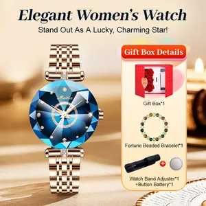 Elegant Women's Watch & Fortune Bracelet - Round Analog Quartz Watch | Diamond-Cut Glass, Waterproof, Exquisite & Versatile | Blends Elegant Design & Practicality, Perfect for Party/Daily Wear | Comes with Gift Box Set