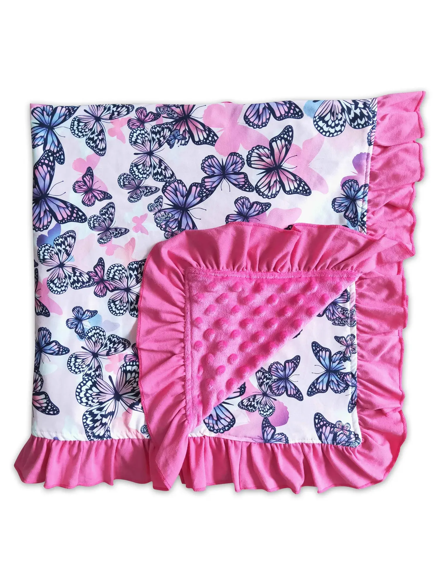 Soft Purple Butterfly Minky Figure Print Kids' Blanket, 29*32 inches
