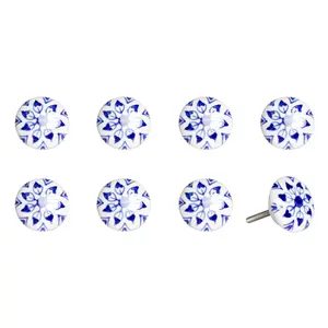 212 MAIN 1.5in Hand-Painted Blue & White Flower Ceramic-Metal Drawer Pull Knobs - Set of 8, Traditional Door Hardware for Large Home Appliance Parts & Accessories