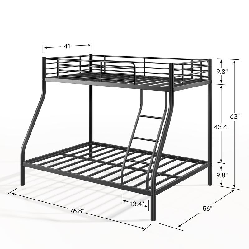 Twin Bunk Metal Bed with Ladder and Guardrails Heavy Duty Metal Construction Suitable for Teens and Adults Ideal for Families and Guests