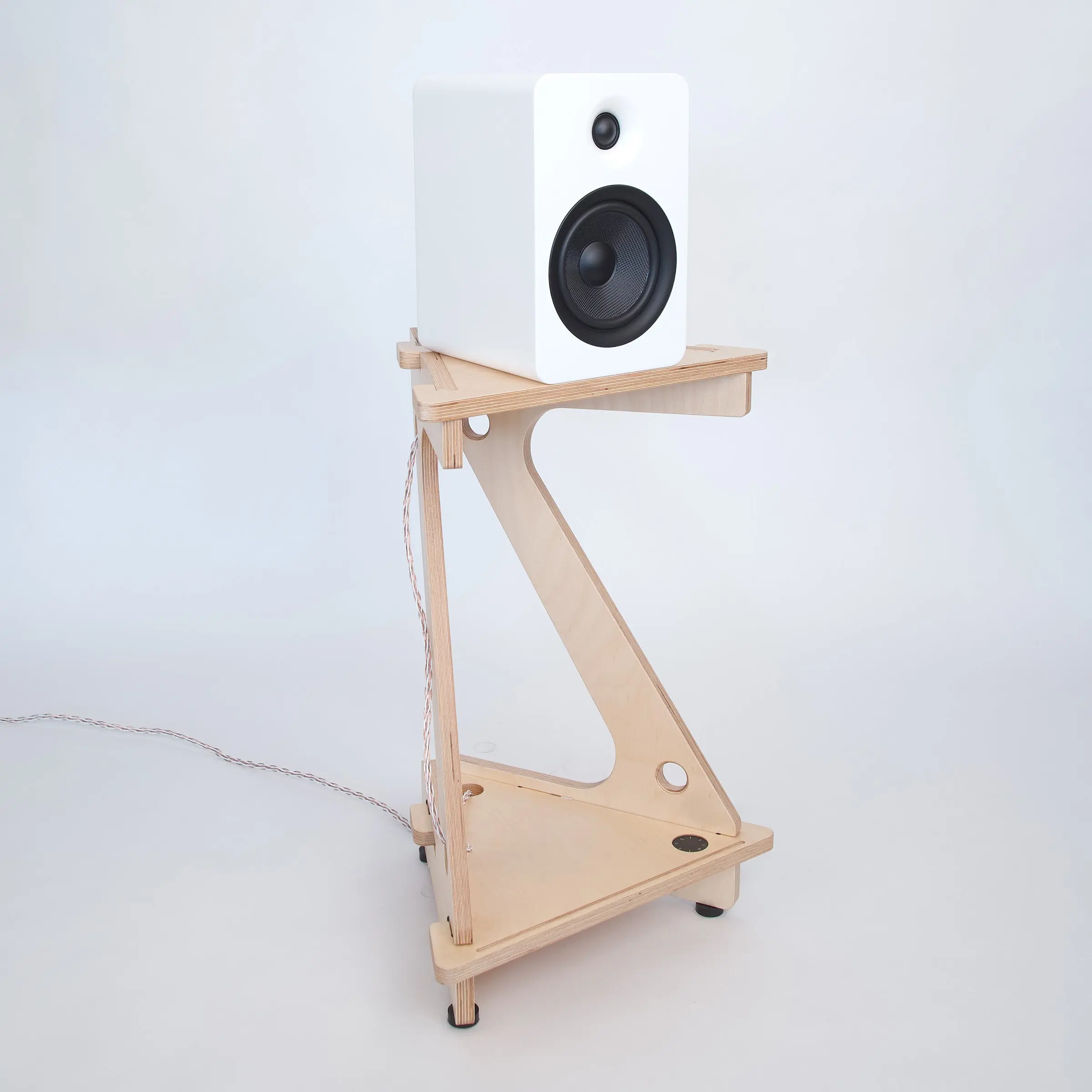 25-Inch Adjustable Bookshelf Speaker Stand for Sonos Bluetooth Speakers, 13-Ply Birch (MDF/Birch) Build, Easy Assembly, Cable Management with Cable Hole, Home Organizer Storage Rack Accessories