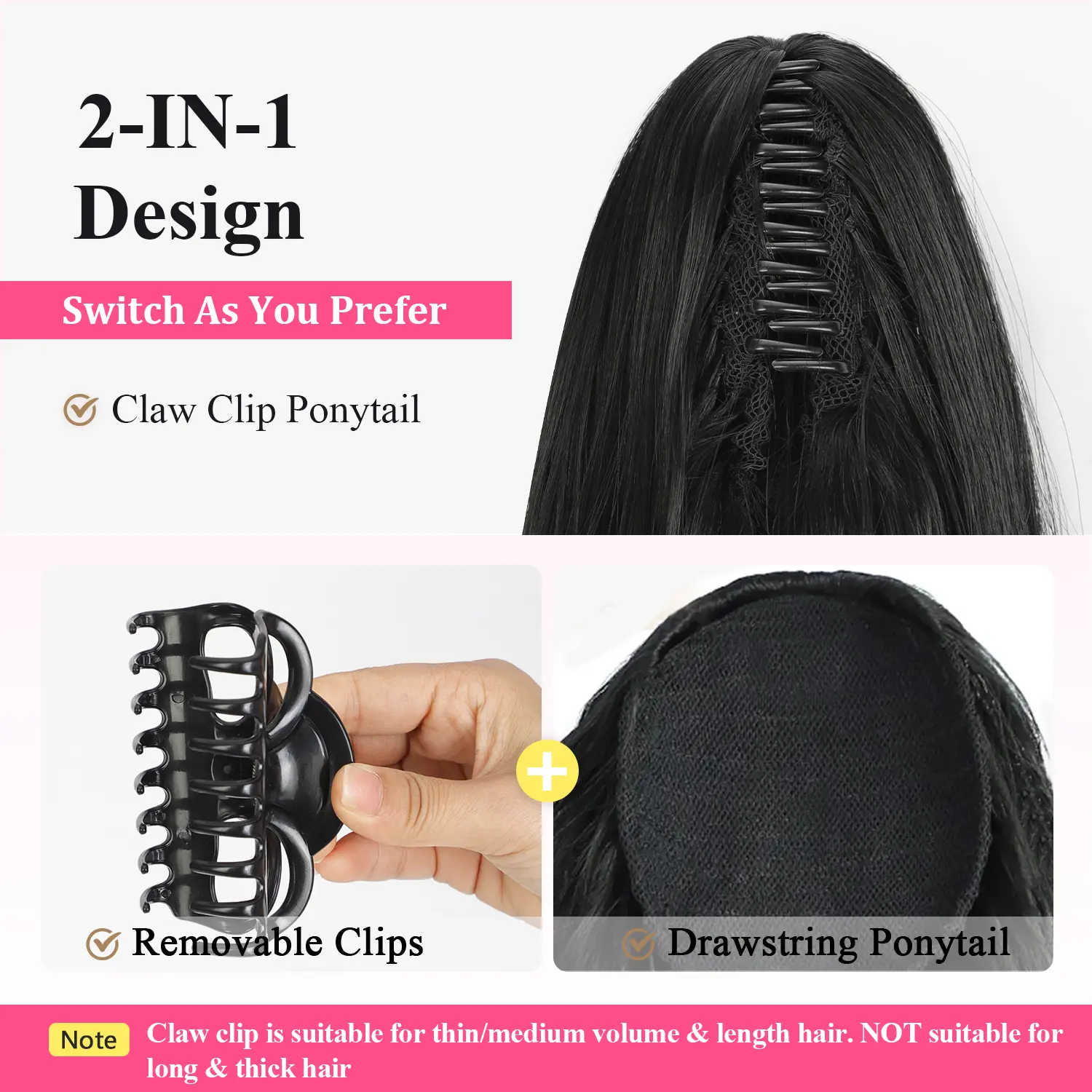 Claw Ponytail Extension, 26Inch Claw Clip in Ponytail Extension for Women Long Black Wavy Layered Pony Tails Hair Extensions Synthetic Clip in Ponytail Hairpiece for Women Daily Party Use Claw Ponytail Extension, 26Inch Claw Clip in Ponytail Extension for Women Long Black Wavy Layered Pony Tails Hair Extensions Synthetic Clip in Ponytail Hairpiece for Women Daily Party Use