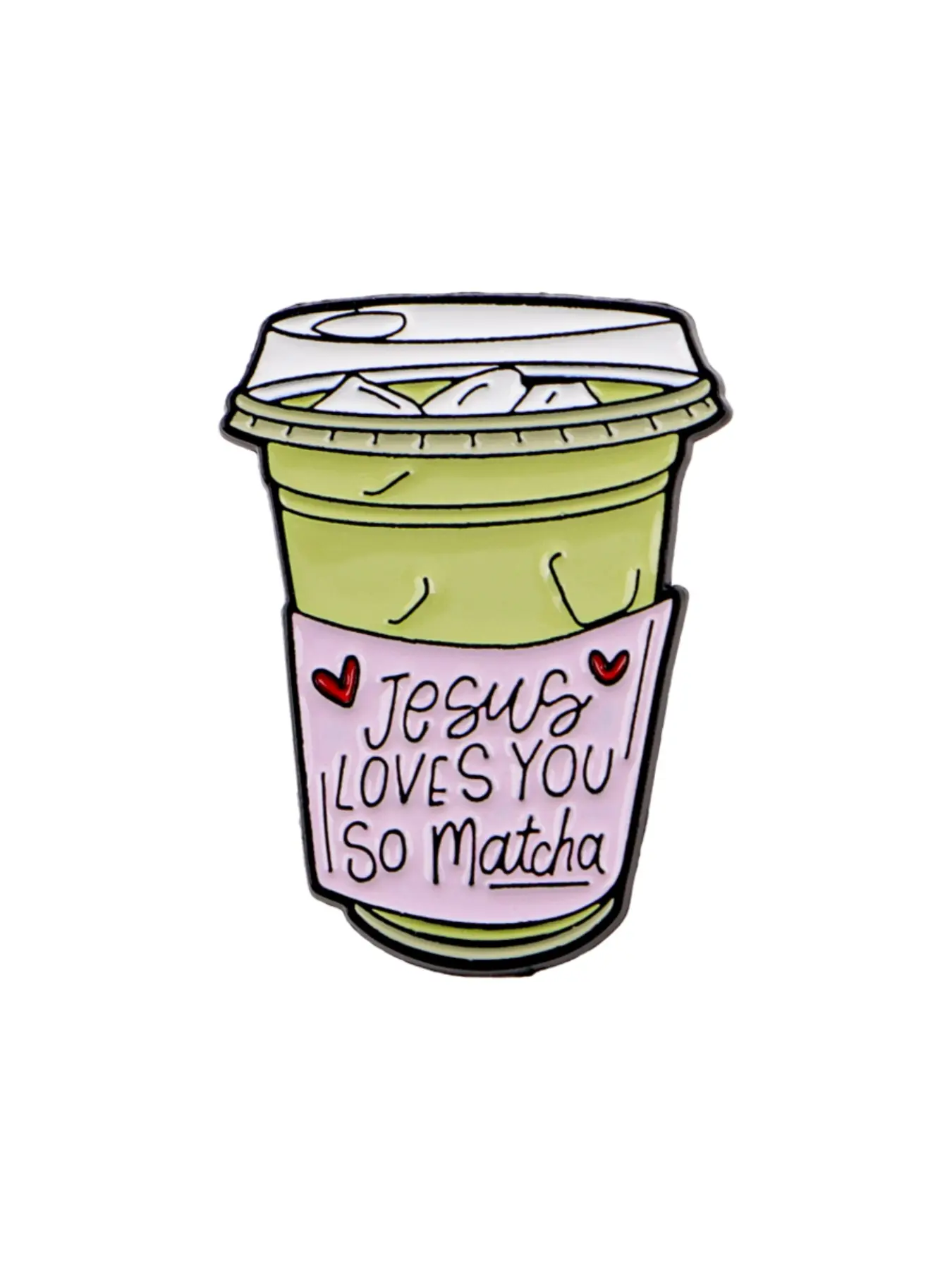 "Jeus love you so matcha" Cartoon Drink Badge Brooch, Lapel Brooch, Simple Zinc Alloy Pin, Letter Brooch Pin, Women&Men Fashion Accessory, Perfect Gift for Friends & Colleagues, Hearts, Flower Brooch Pin, Lapel Pins