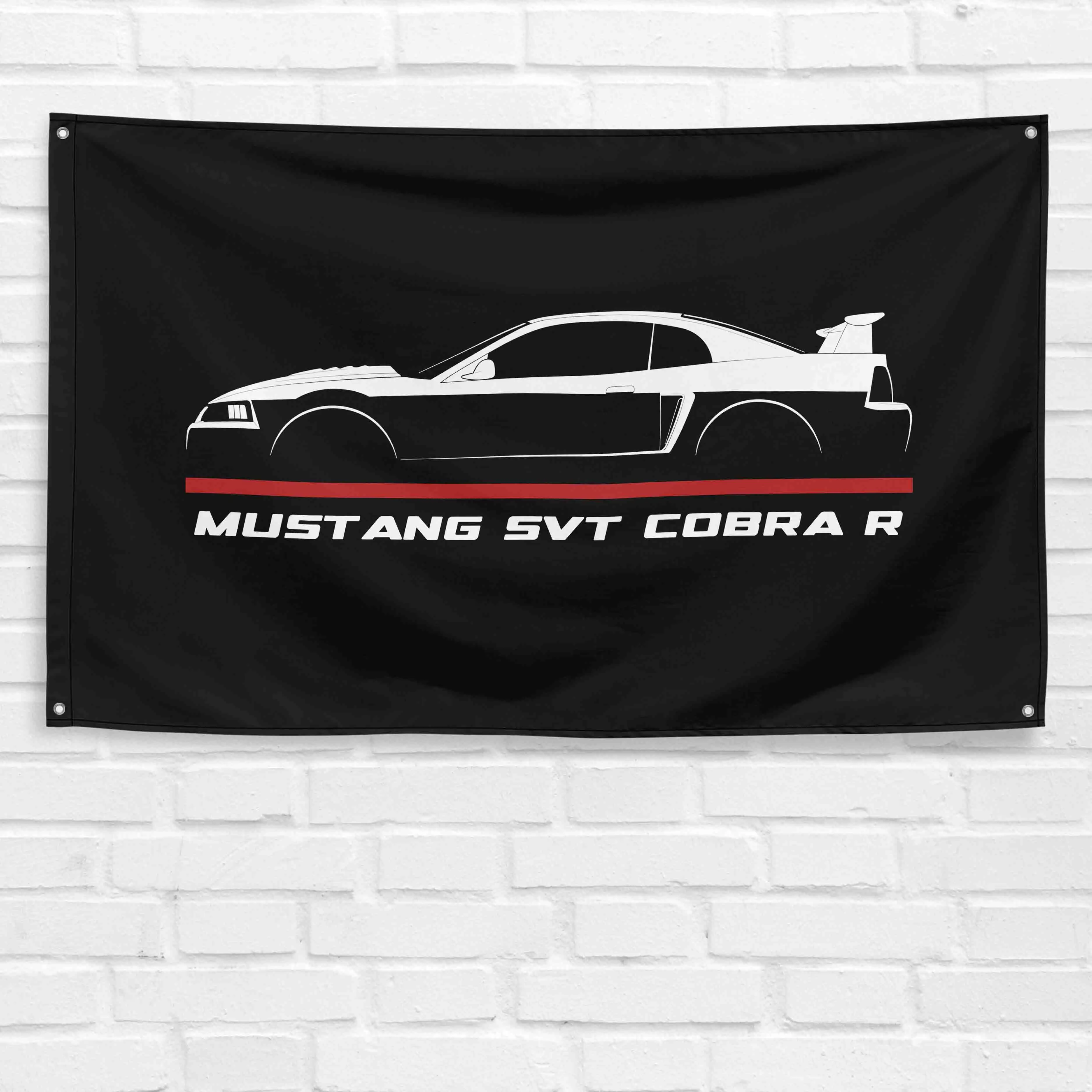 3 x 5 ft Polyester Decorative 2000 Mustang SVT Cobra R Car Flag, Durable Rust-Resistant Grommet Flag, Lightweight Bold Colors Print for Home Wall Hanging, Festive Backdrops