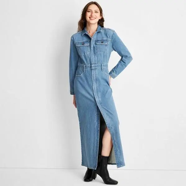 Universal Thread Women's Long Sleeve Denim Shirt Maxi Dress - TikTok Shop Universal Thread Women's Long Sleeve Denim Shirt Maxi Dress - TikTok Shop