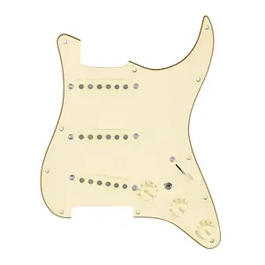 920D Custom Texas Grit Loaded Pickguard for Strat With Aged White Pickups and Knobs, Aged White Pickguard, and S7W-MT Wiring Harness