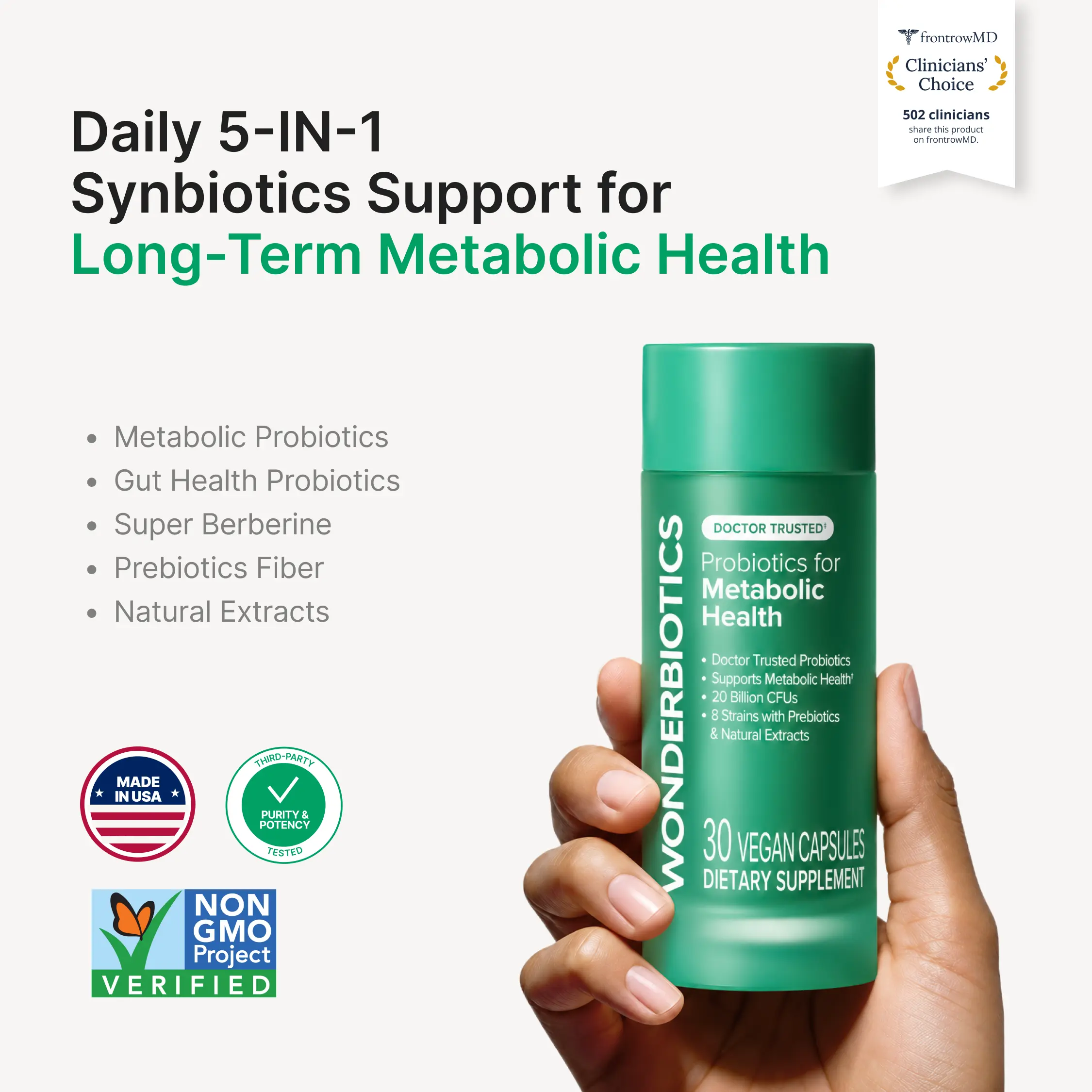 WONDERBIOTICS Metabolic Support Synbiotics Supplement - Bloating Relief, Belly Balance with Clinically Studied B420 & HN019 Strains Healthcare Dietary Fitness Supplement Healthy