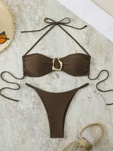 Women's Swimwear Set 2026 Sexy Slimming Strapless Top + Triangle Bottoms Bikini Two-Piece Beach Vacation Swimsuit Bikini Sets