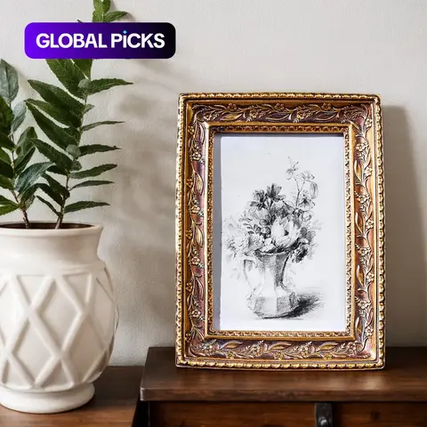 Vintage Resin Frame Photo Display, Picture Frames for Desk, Versatile Desktop Decor for Bedroom & Office Desk, Horizontal/vertical Use #GLOBAL PICKS