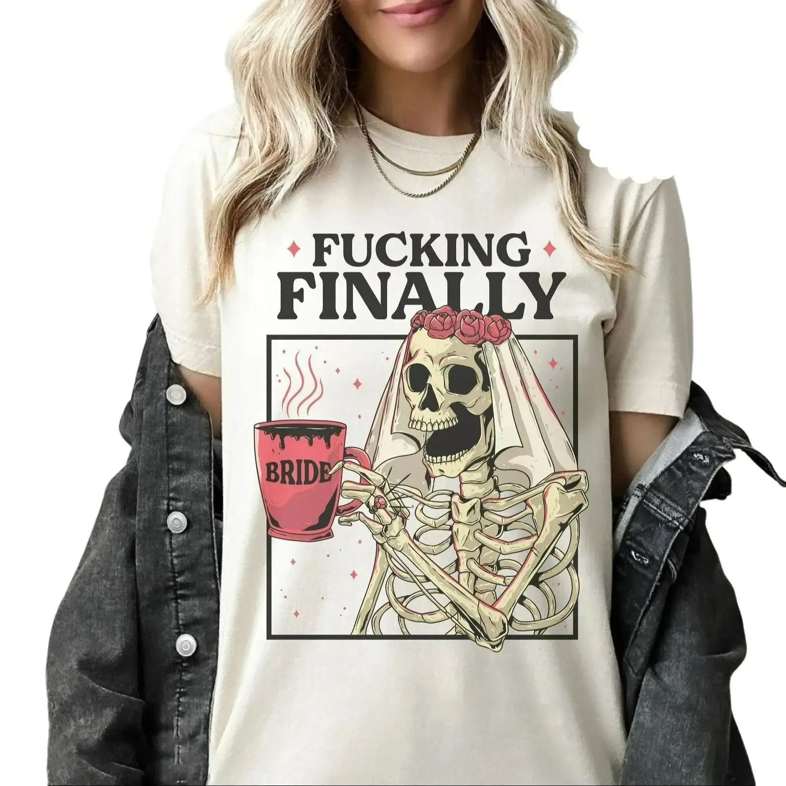F*cking Finally Bachelorette Party Shirt Bride Or Dle Shirt, Matching Bridesmaid T-shirt, Funny Engagement Gift, Skeleton, funny tshirt