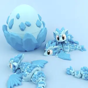 Crystal Baby Dragon with Egg Blue | Articulated Fantasy Collectible Dragon Egg Fidget Gift