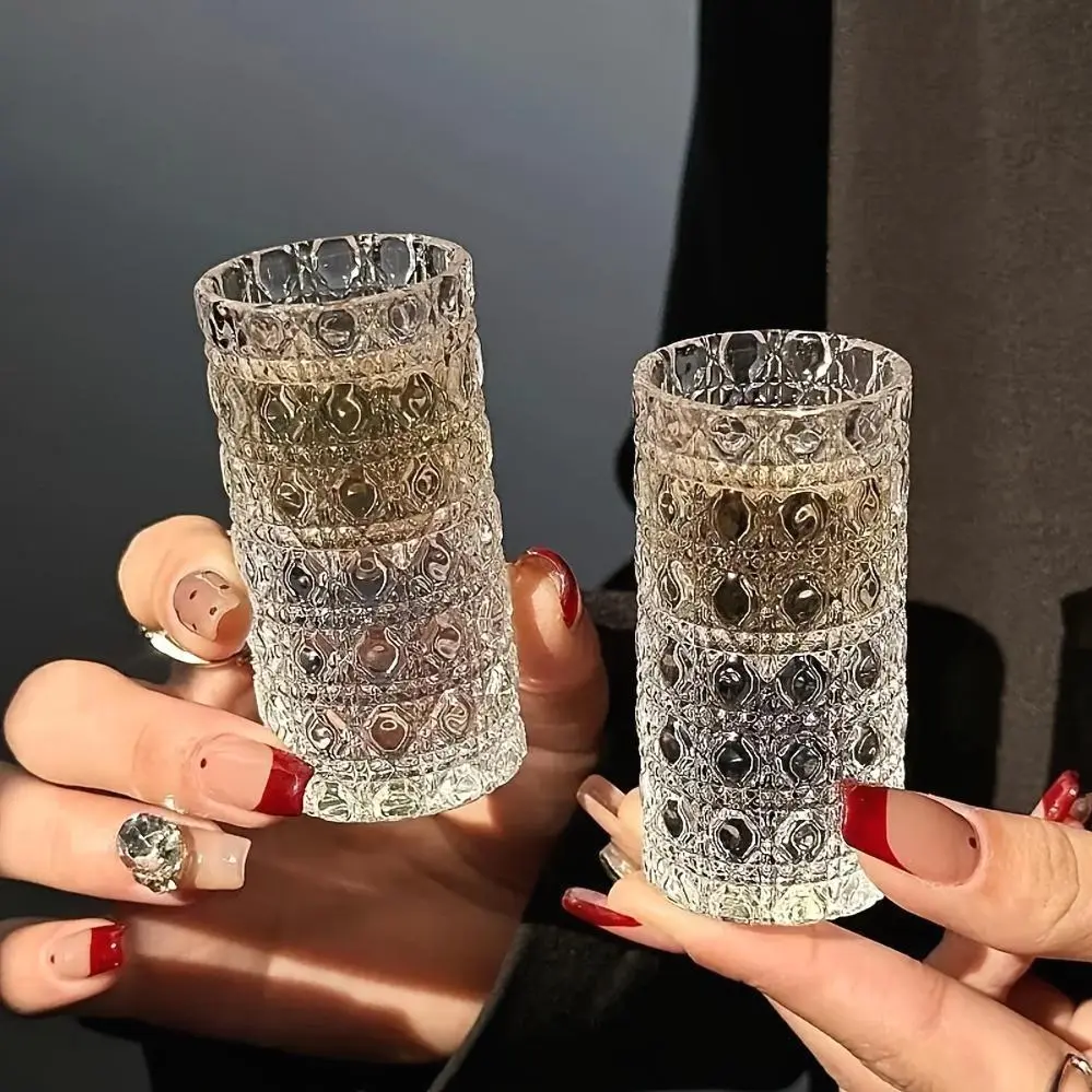 6 Diamond Engraved Small Wine Glass Suit, Often Used to Hold Vodka Whiskey, Etc., Very Suitable for Parties