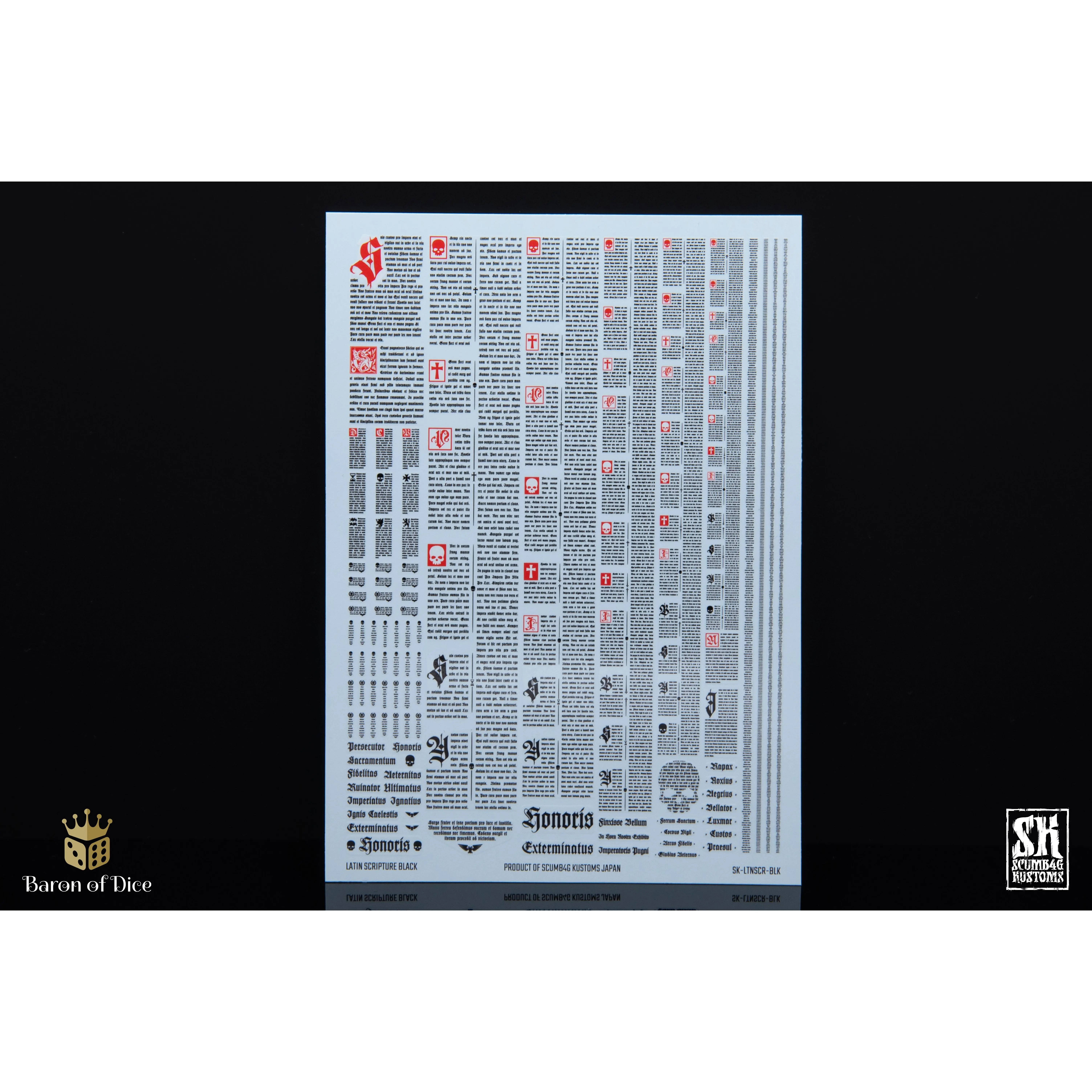 Latin Scripture | Waterslide Decals | Baron of Dice x Scumb4g Kustoms