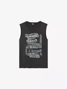 Women’s Vintage Text Graphic Tank Top Casual Streetwear Summer Sleeveless Tee Festival Outfit Summer Shirt