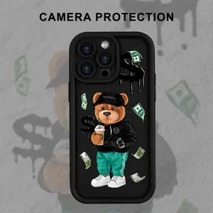 Banknote Money Bear Pattern Design "Heaven's Eye Ladder" Full-Wrap Protective Phone Case, Suitable for iPhone 17 E Air Pro ProMax iPhone16 15 14 Plus 13 12 Mini 11 X XS XR, Ideal as a Birthday Gift/Holiday Gift/Halloween Gift/Christmas Gift/Gift