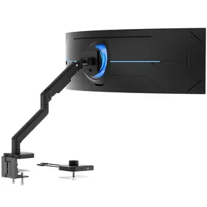 Mount-It! Monitor Mount for Ultrawide Screens up to 49" with Full Adjustability, Holds up to 44 lbs, USB 3.0 & USB-C Ports, Gaming Monitor Arm with C-Clamp & Grommet Base, VESA 75x75 100x100