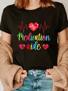 100% Cotton Medication Aide Heartbeat Medication Aides T-Shirt