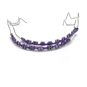 Doxiu 2PCS One Step Fake Braces with Fashion Power Chain Bracket and Wire - Easy Stall for Orthodontist Dental Student Practice Oral Purple Braces Decor
