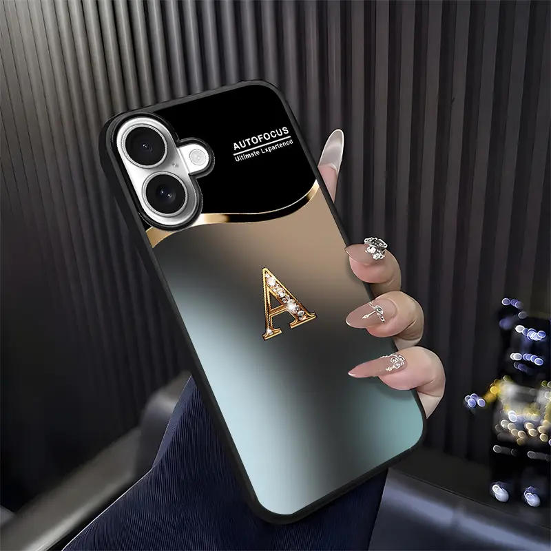 Suitable for [iPhone 16] high-end phone case🥰, Luxury Rhinestone Letter Glass Case , Shockproof Shiny Protective Phone Cover, Trendy Personalized Case for Girls 952