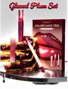 Glazed Plum Volume Hack Trio Lip Combo Set | 3-in-1 Plumping Lip Gloss + Liner + Tint Kit, Juicy Glossy Plum Finish, Long-Lasting & Non-Sticky, Viral TikTok Lip Hack for Full Pout, Tinted Lip Stain Makeup