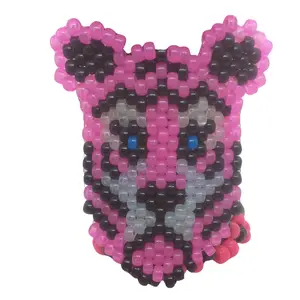 Kandi Glow-n-Dark Tiger On Kandi Cuff -Orange or Pink or Your Color Handmade Unique Design Made-to-Order