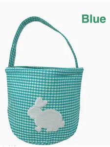 Gingham Easter Basket with Bunny Applique