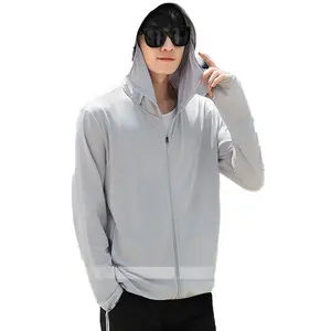 Summer breathable thin men's sunscreen clothing fishing sunscreen clothing hooded men's casual skin trench coat sunshade outdoor men