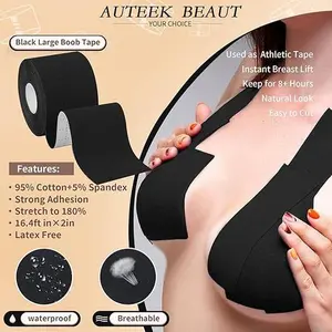 6 Pieces Precut Trans FTM Binder for Chest Binding with Nipple Covers Extra Wide Sweatproof Tape