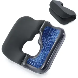 Gel Seat Cushion Bed Sore for Butt, Bedsore Pressure Relief Pillow for Tailbone Pain, T Opening Hemorrhoid Pillow for Sitting, Sleeping (Gray)