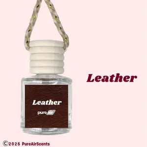 Leather - Pure Air Scented Air Freshener - Lasts 60+ Days Aroma Perfume Fragrance hanging Glass Woody Car Diffuser Car Odor Remover Car Diffuser Car Odor Remover