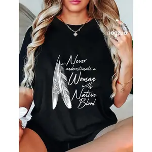 100% Cotton Native American A Woman With Native Blood American Indian T-Shirt